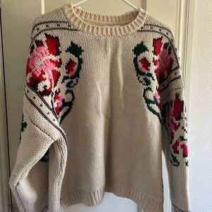 Floral Beige Sweater